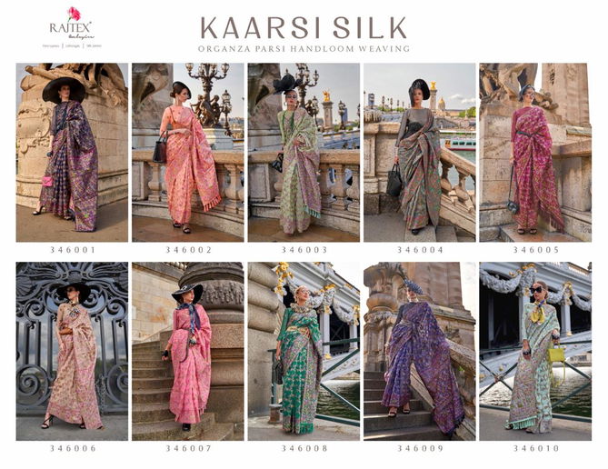 Kaarsi Silk By Rajtex Organza Parsi Handloom Weaving Saree Orders In India